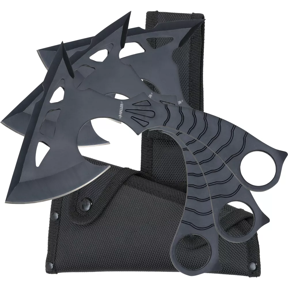 Set de 3 hachas tácticas con funda de Nylon