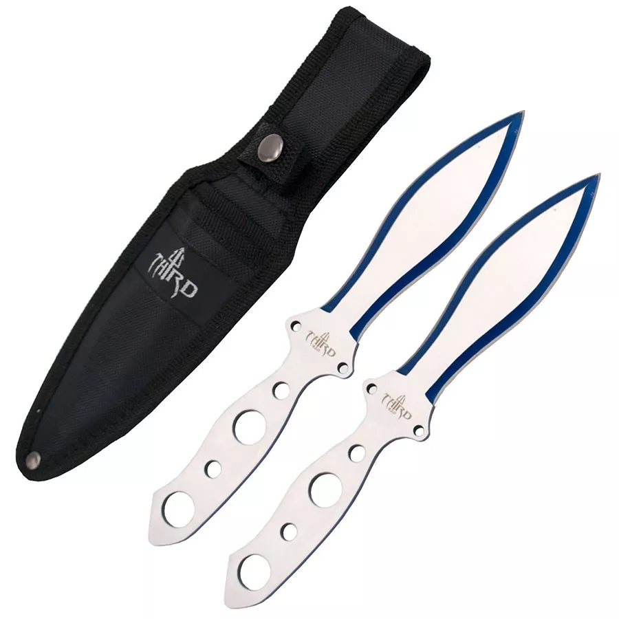 Lanzadores de un solo filo, acabado plata- azul