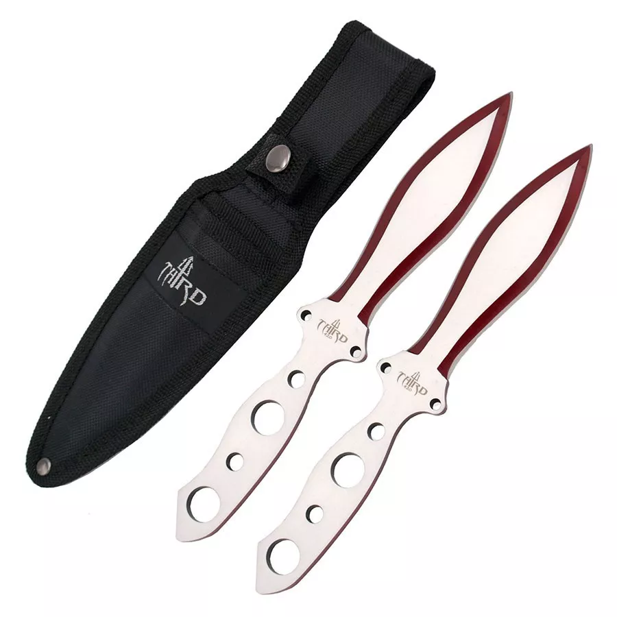 Lanzadores de un solo filo, acabado plata- rojo