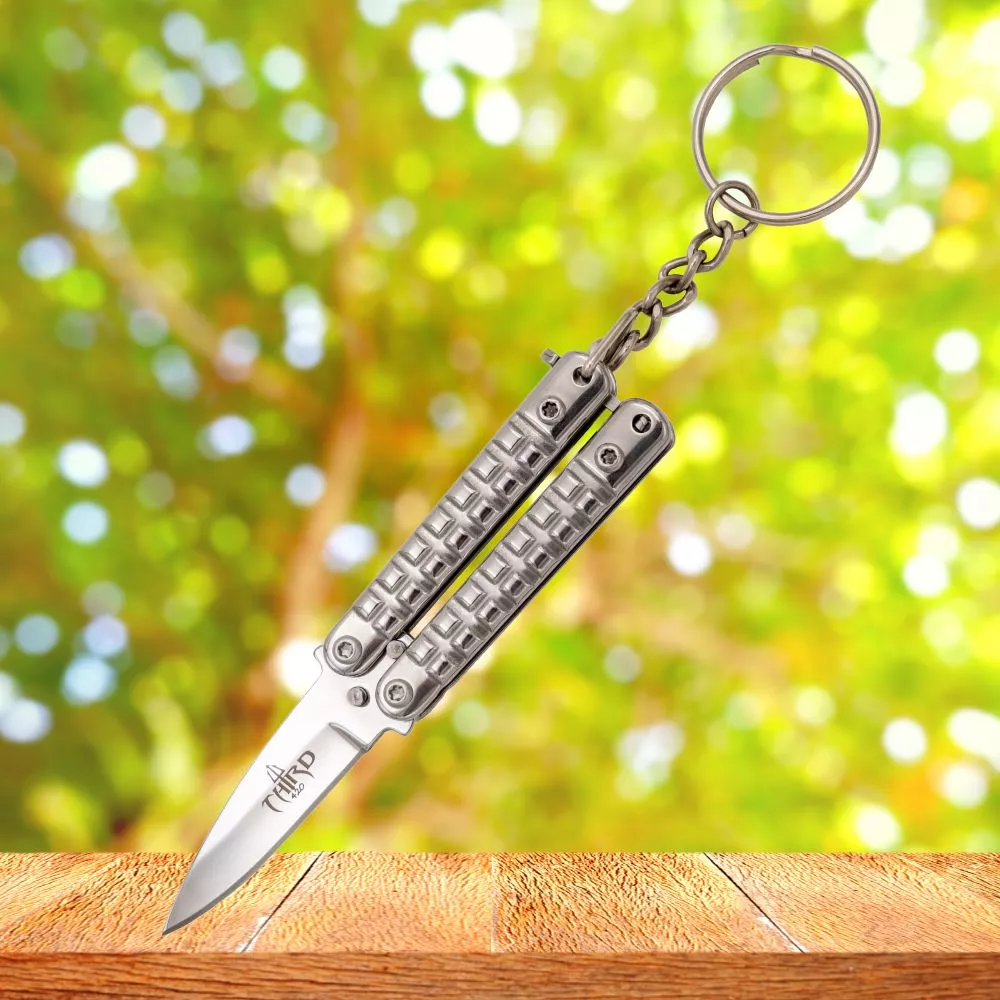 Navaja llavero tipo mariposa, brillo espejo