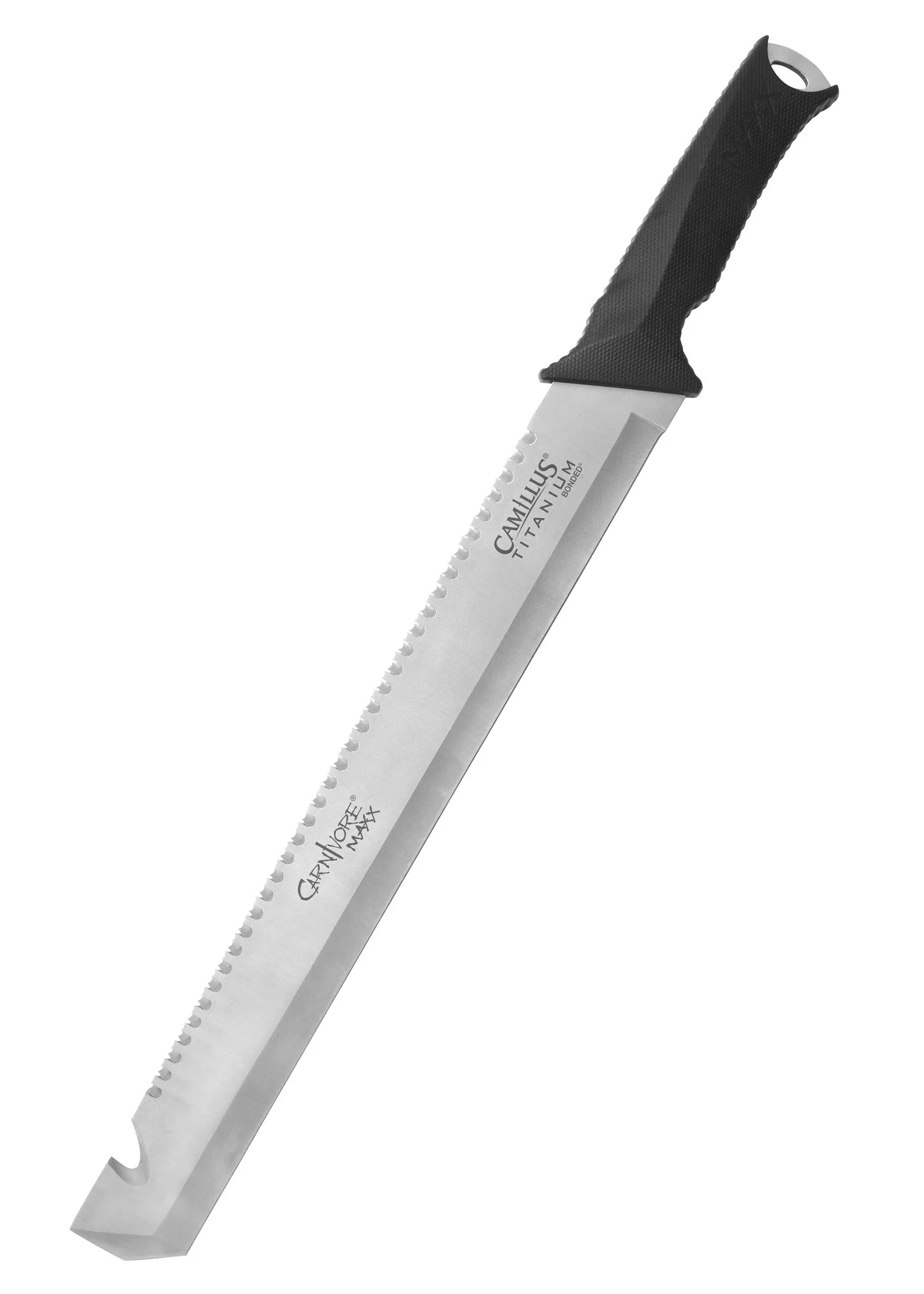 Machete táctico Camillus modelo CARNIVORE MAXX 2.0, con funda