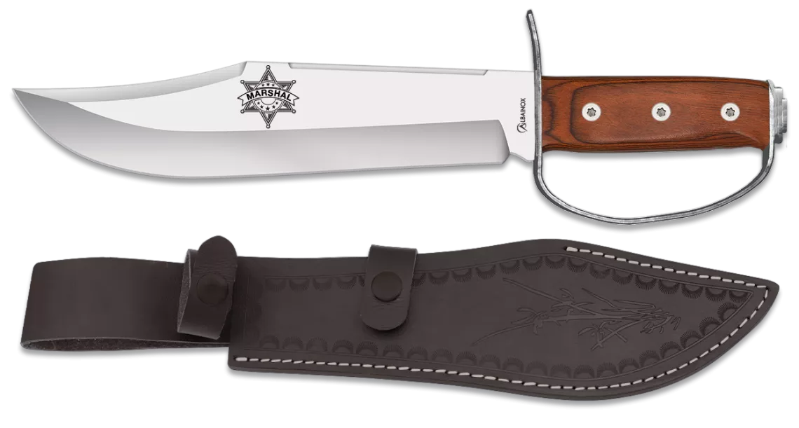 Cuchillo Marshall, tipo Bowie, con defensa