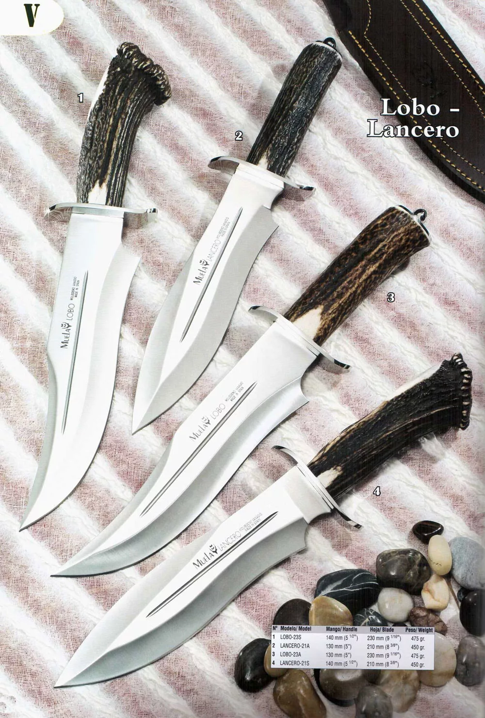 Cuchillo puño Lobo-Lancero puño asta de ciervo