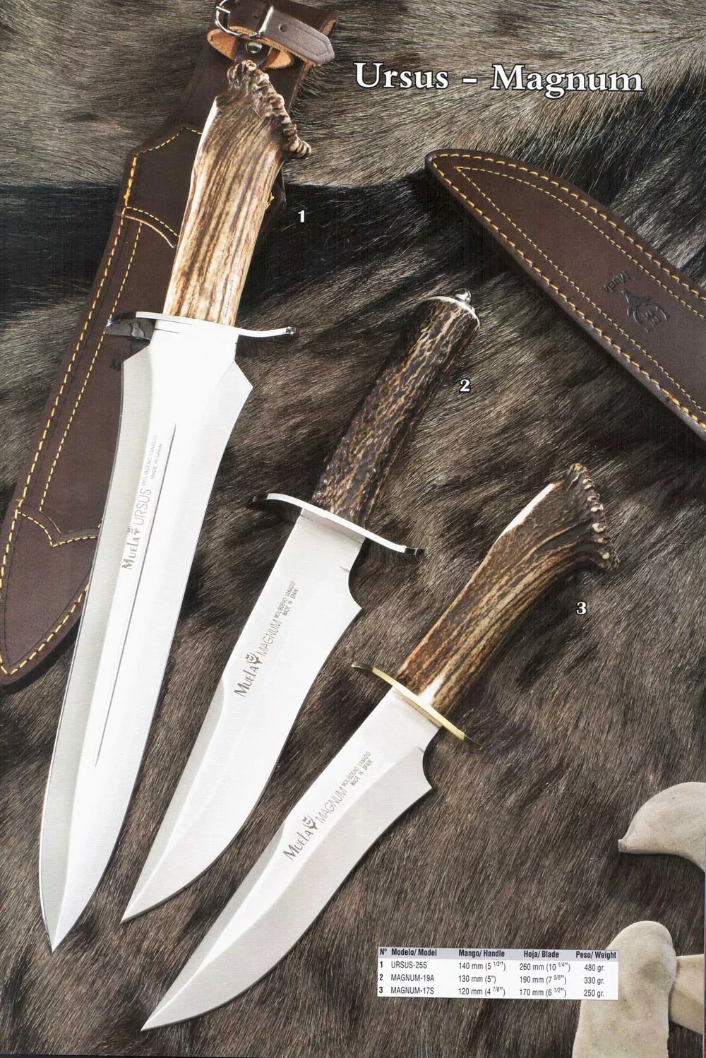 Cuchillo Ursus-Magnum puño asta de ciervo