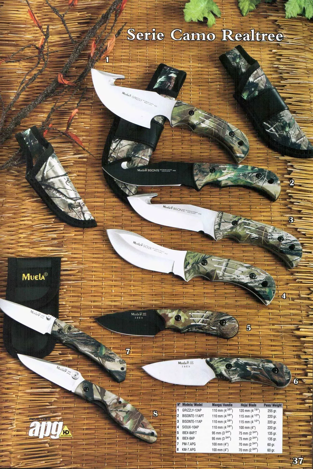 Cuchillos de camuflaje serie Camo Realtree