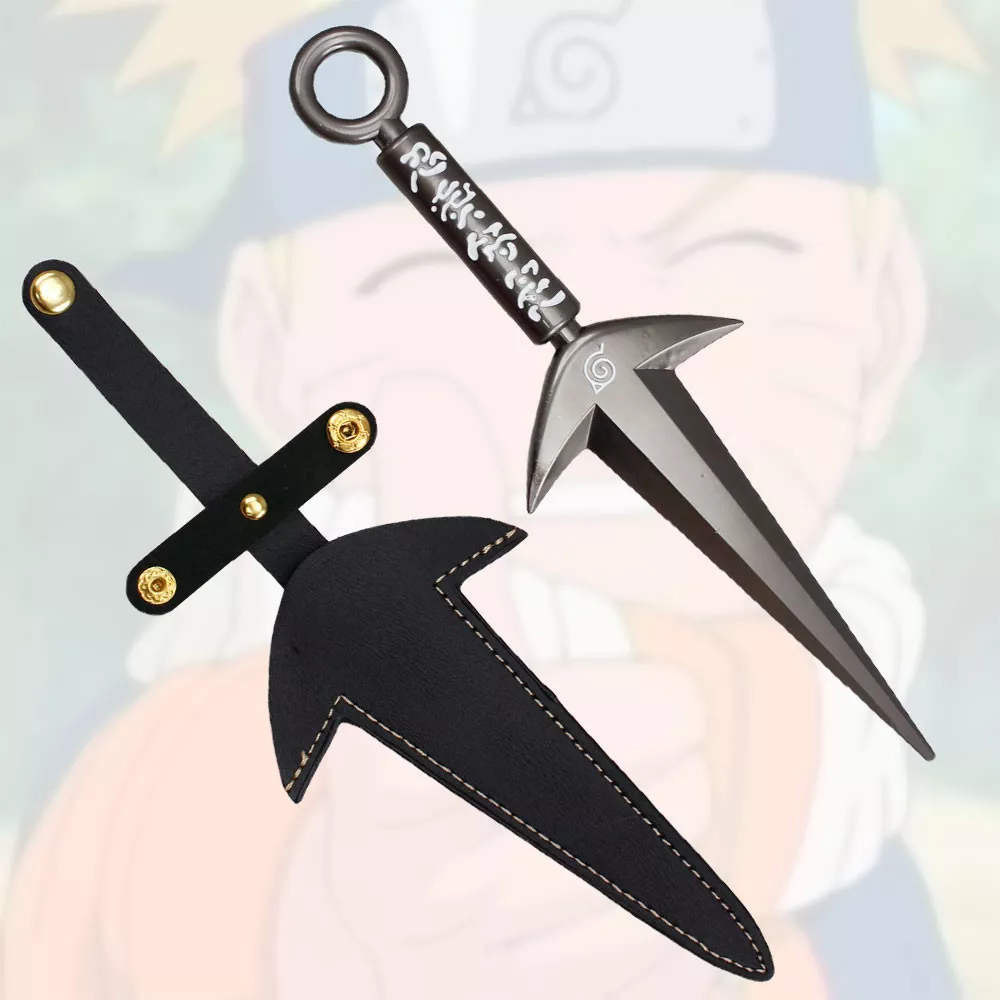 Cuchillo lanzador negro anime Naruto, con funda