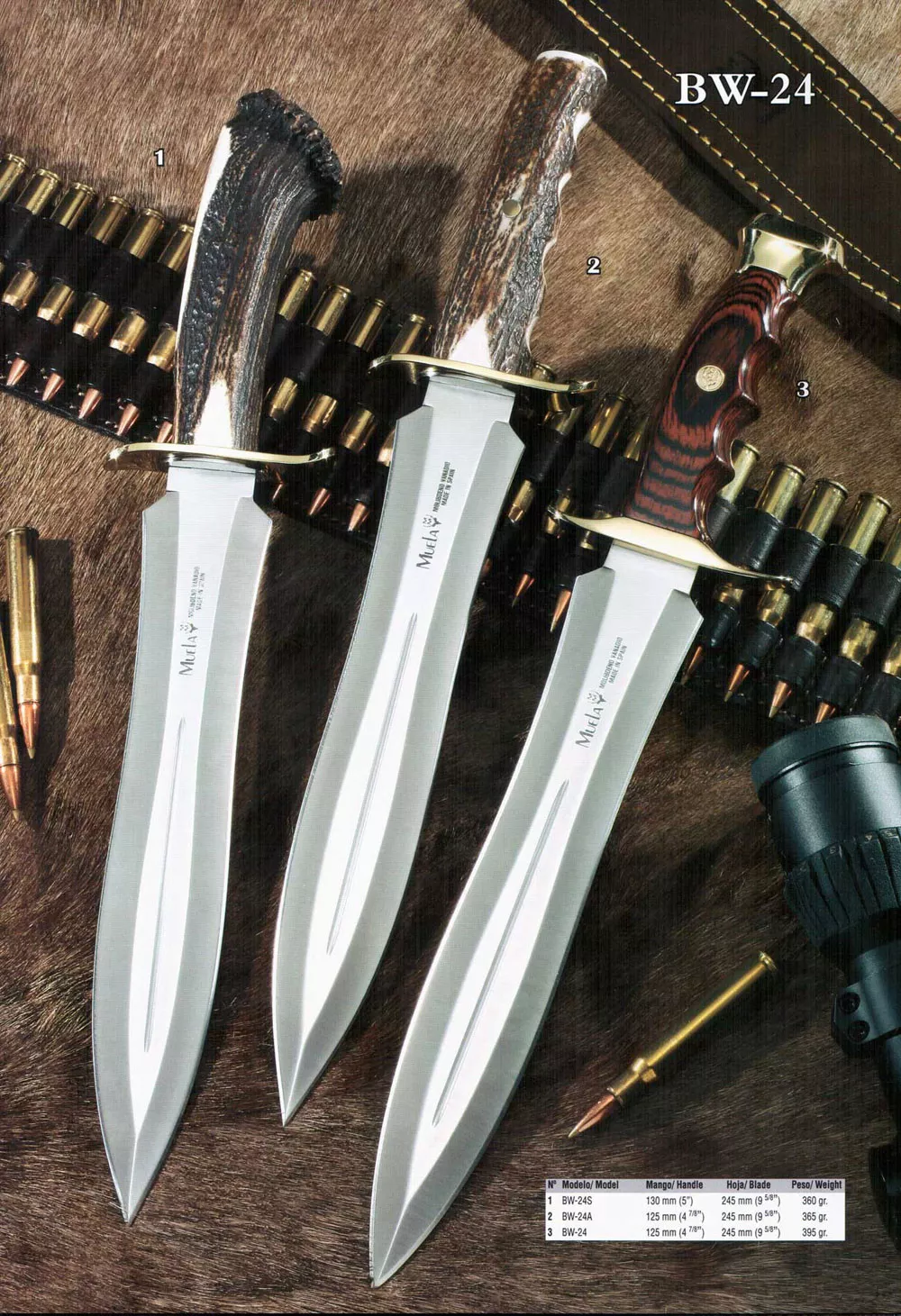 Cuchillos caza de remate puño BW-24 de Muela