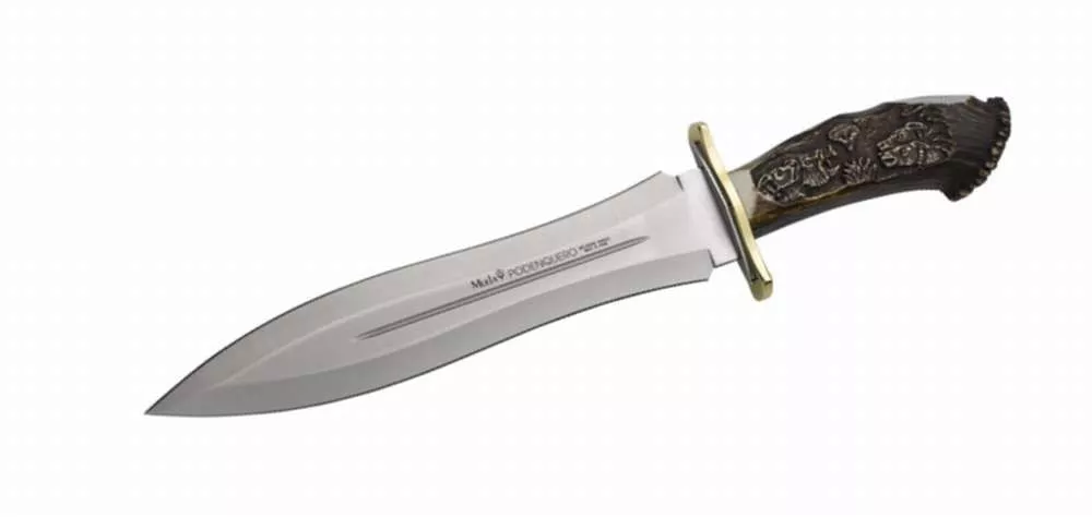 Cuchillo Podenquero de remate, asta de ciervo tallado