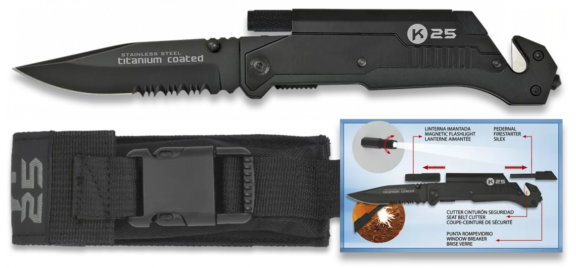 Navaja de rescate, hoja 9 cms.