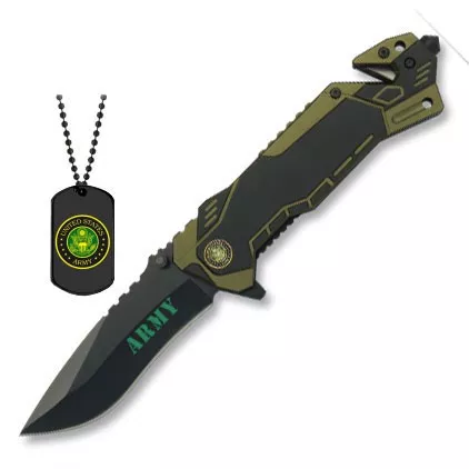Navaja de rescate Army con chapa