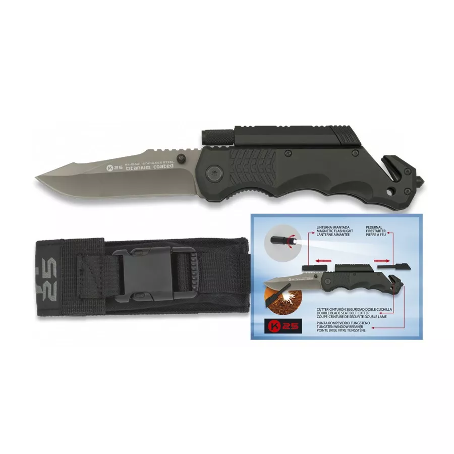 Navaja de rescate RUI PRO con baño de titanio