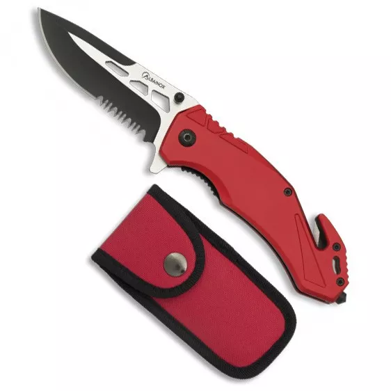 Navaja de rescate Albainox roja, funda a juego