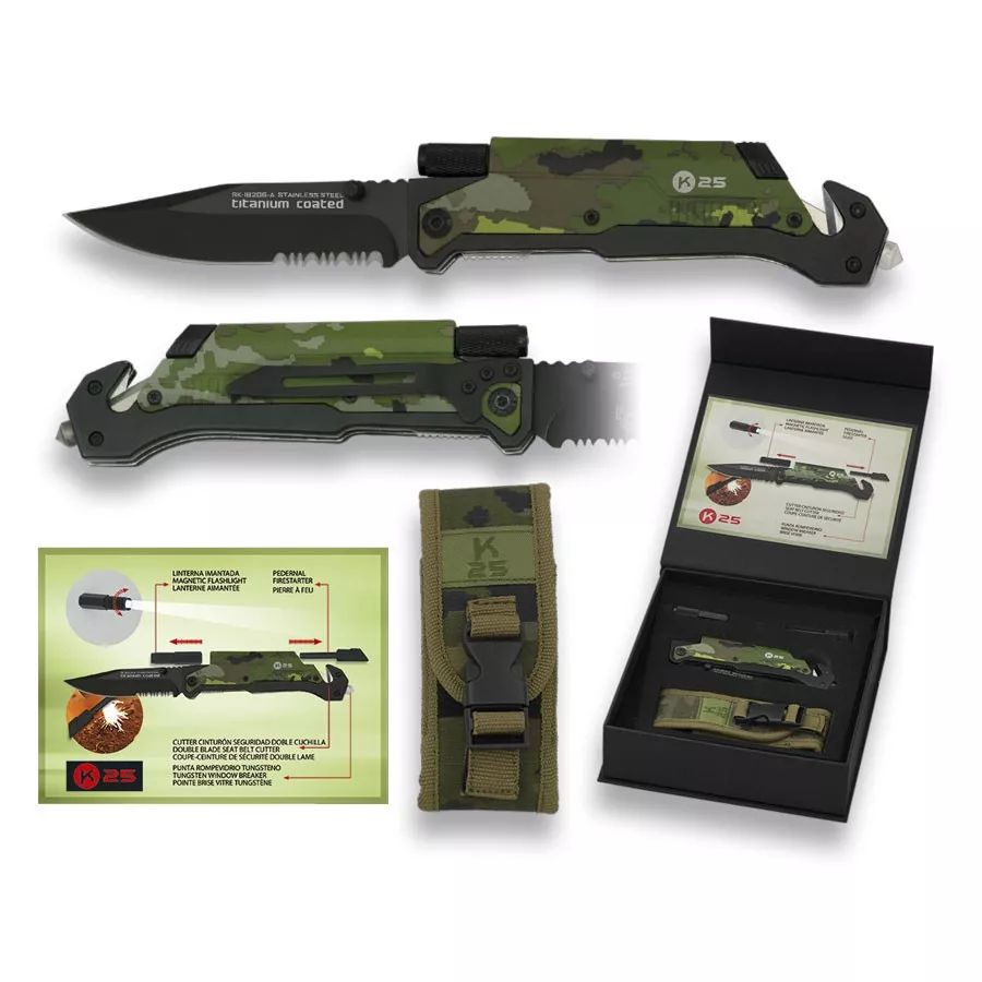 Navaja de rescate Militar K25 acabado camo (22,3 cm.)