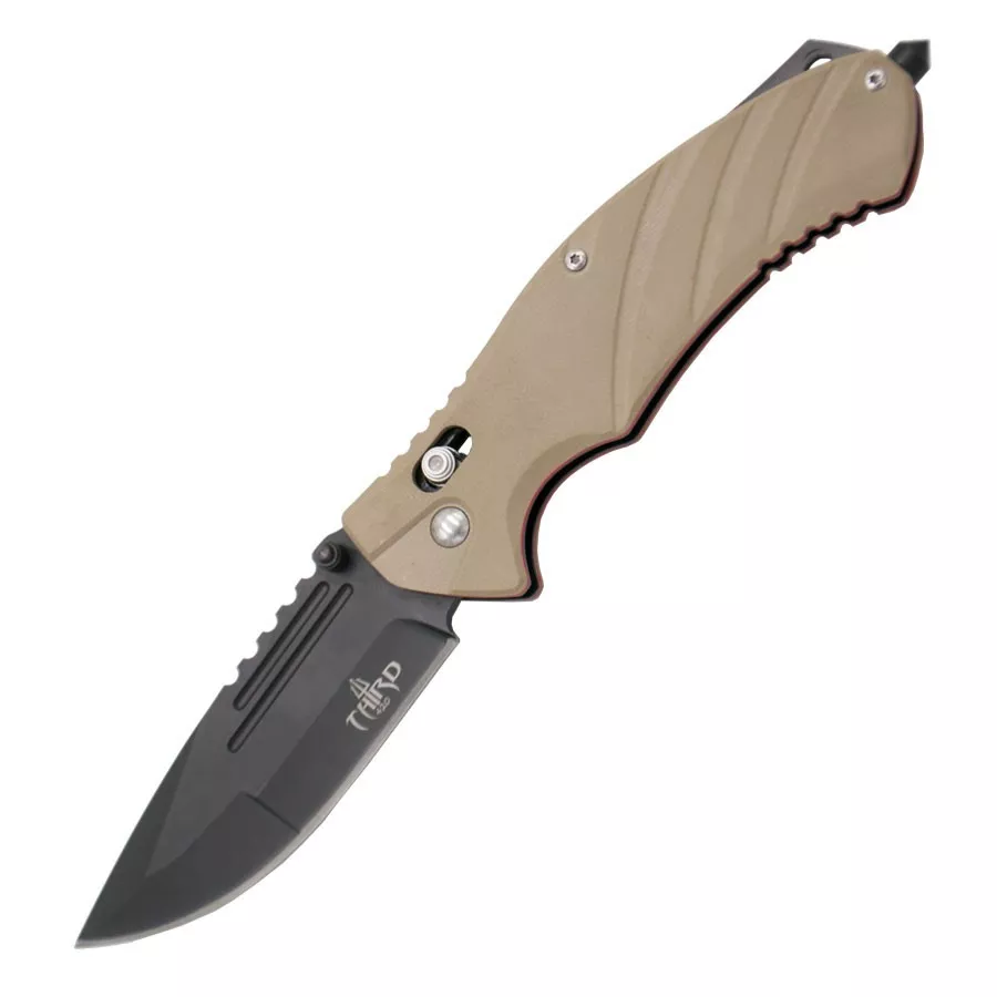 Navaja Third acero inoxidable y mango G10 bicolor camel