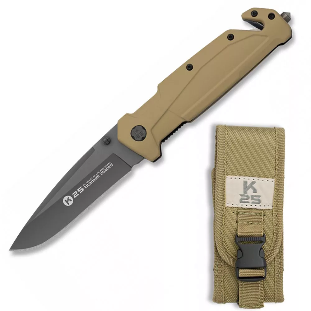 Navaja de rescate K25 Titanium Coated, coyote