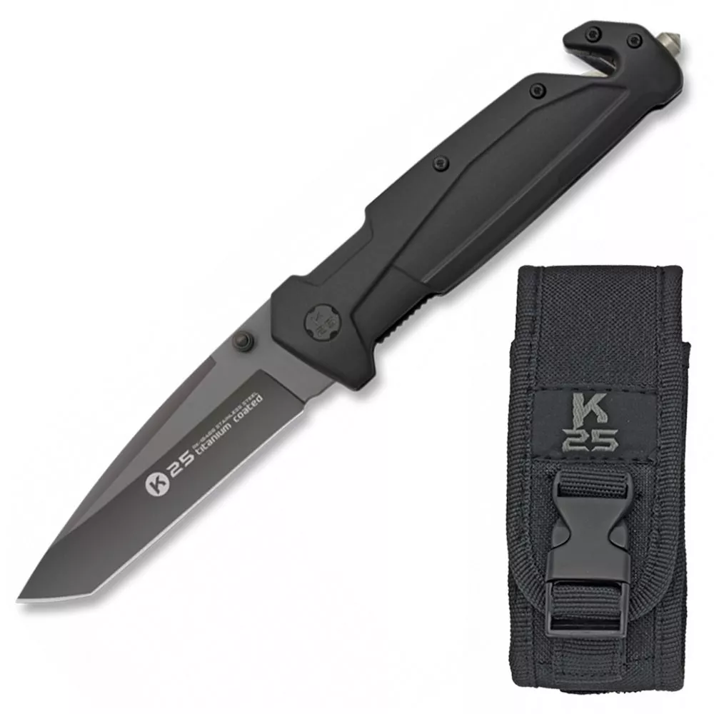 Navaja de rescate K25 Titanium Coated, negro