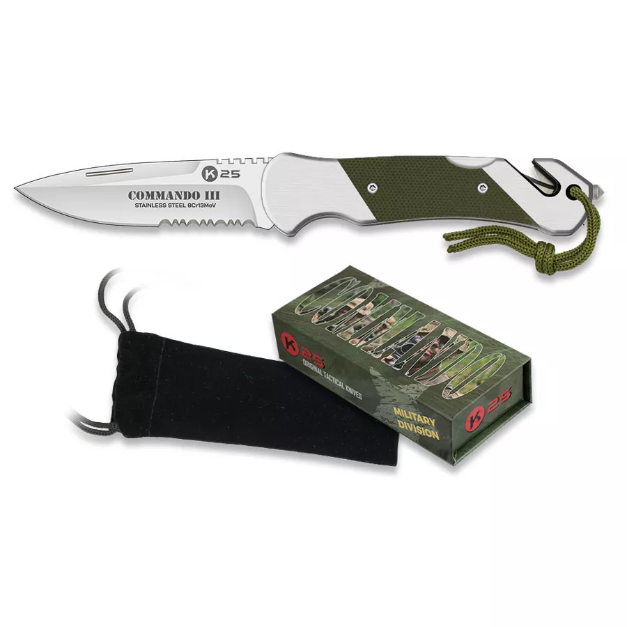 Navaja táctica K25 Commando III seguridad