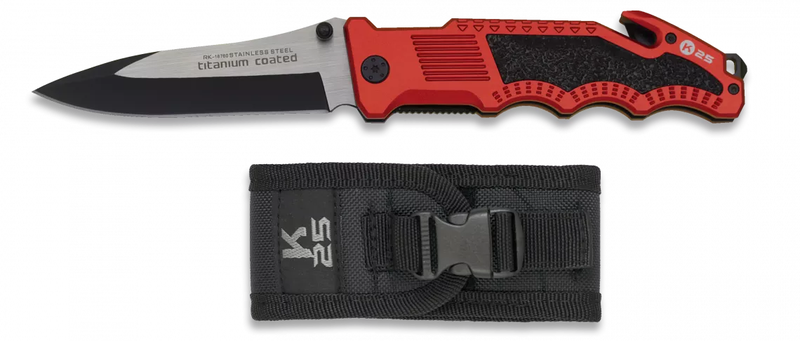Navaja de rescate K25 seguridad roja, hoja lisa