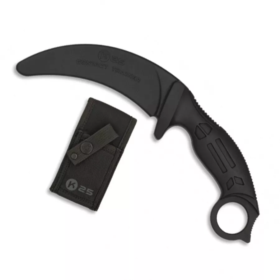 Cuchillo entrenamiento hoja curva K25 negro