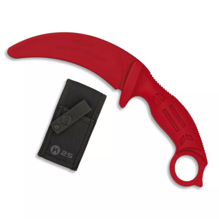 Cuchillo entrenamiento K25 hoja curva en rojo