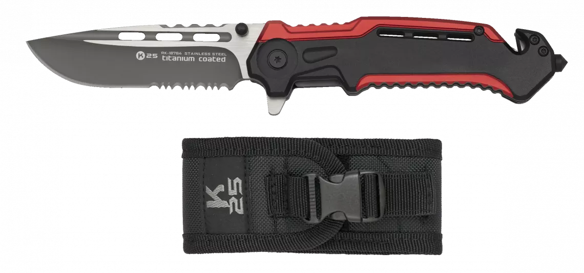Navaja de rescate y emergencias K25 con funda (hoja 8,7 cm.)
