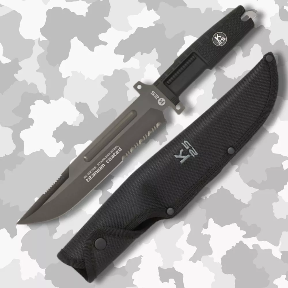 Cuchillo táctico K25 puño goma (33 cm.)