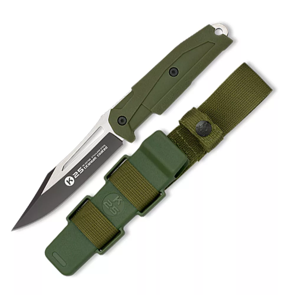 Cuchillo táctico K25 cachas goma verde