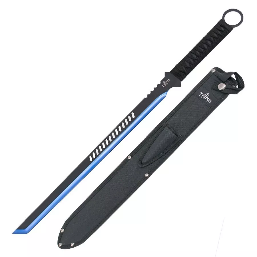 Machete táctico Third H0068, hoja negra-azul