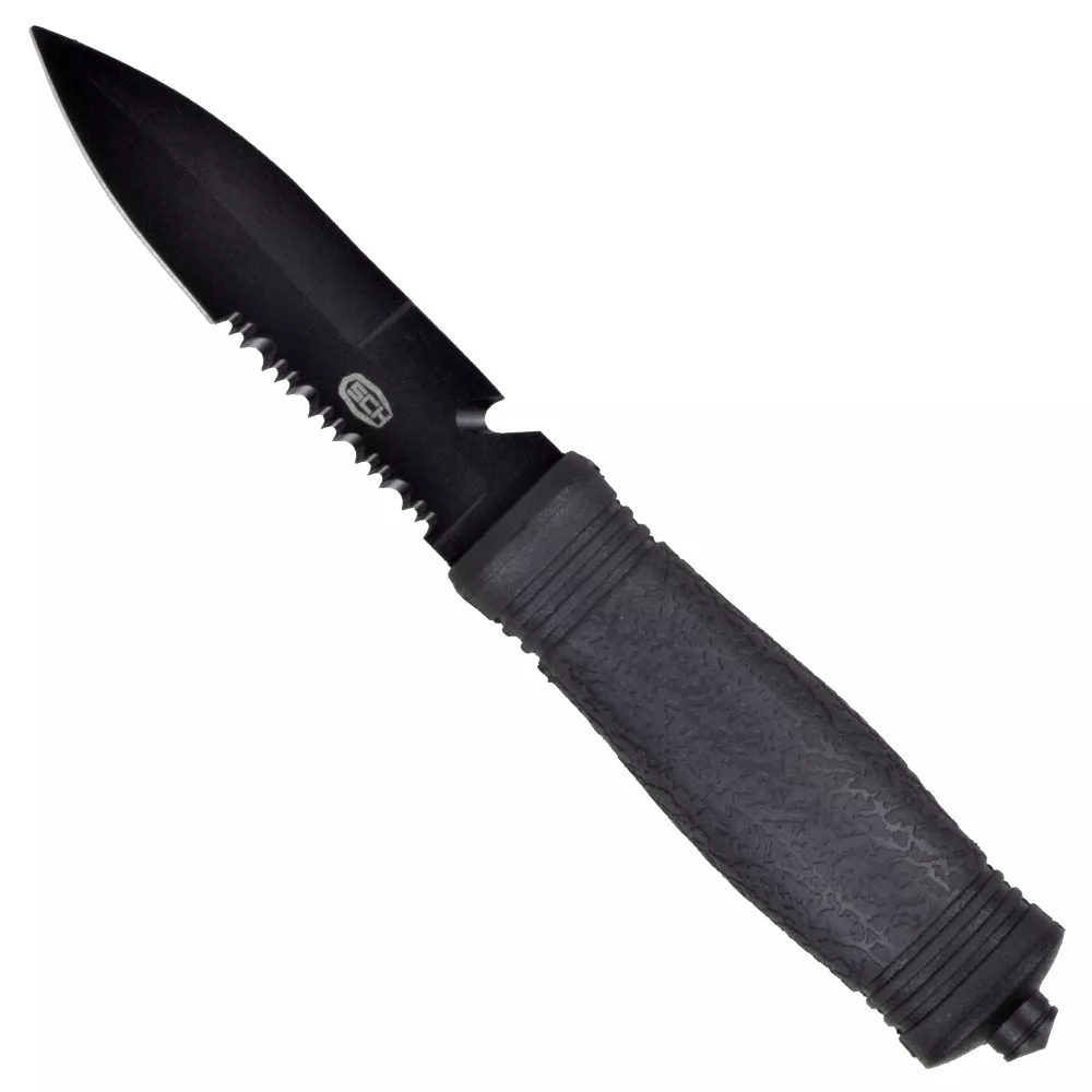 Cuchillo negro de aventura un solo filo SCK (23,5 cm.)