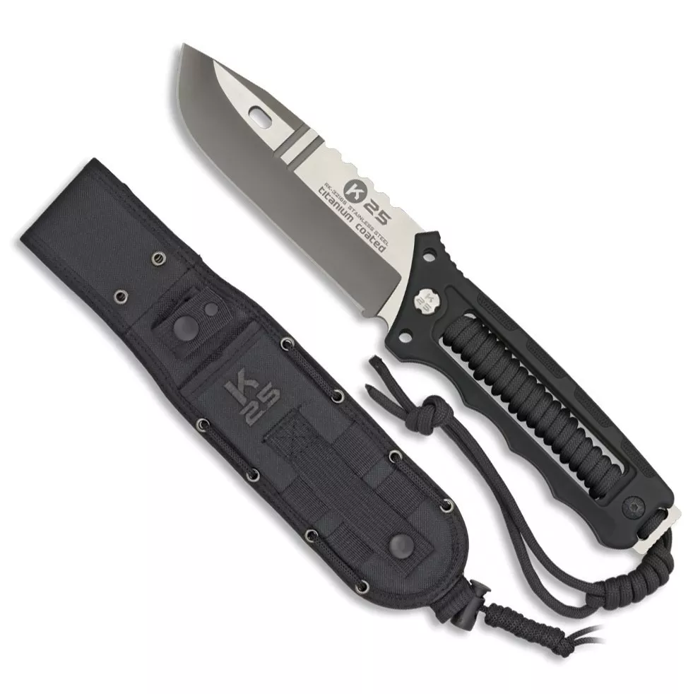 Cuchillo K25 mango encordado negro