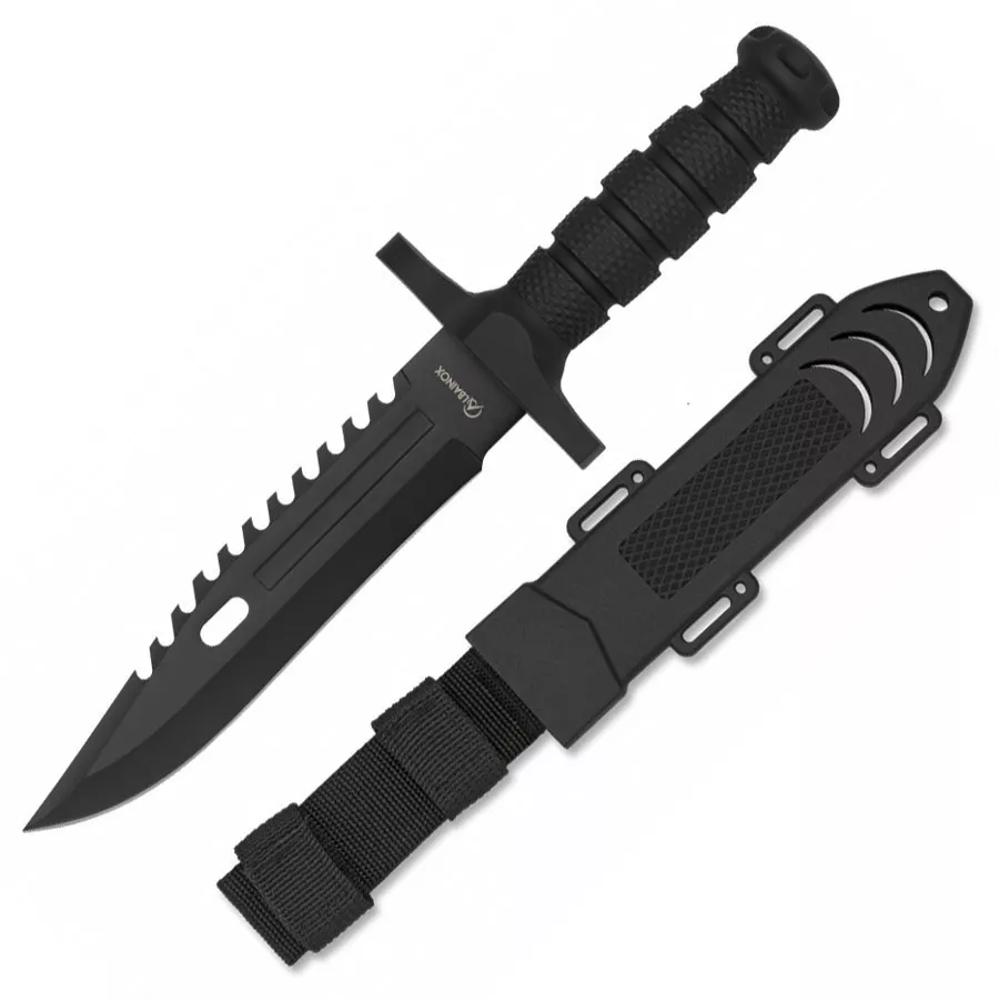 Cuchillo táctico con sierra y mango en ABS