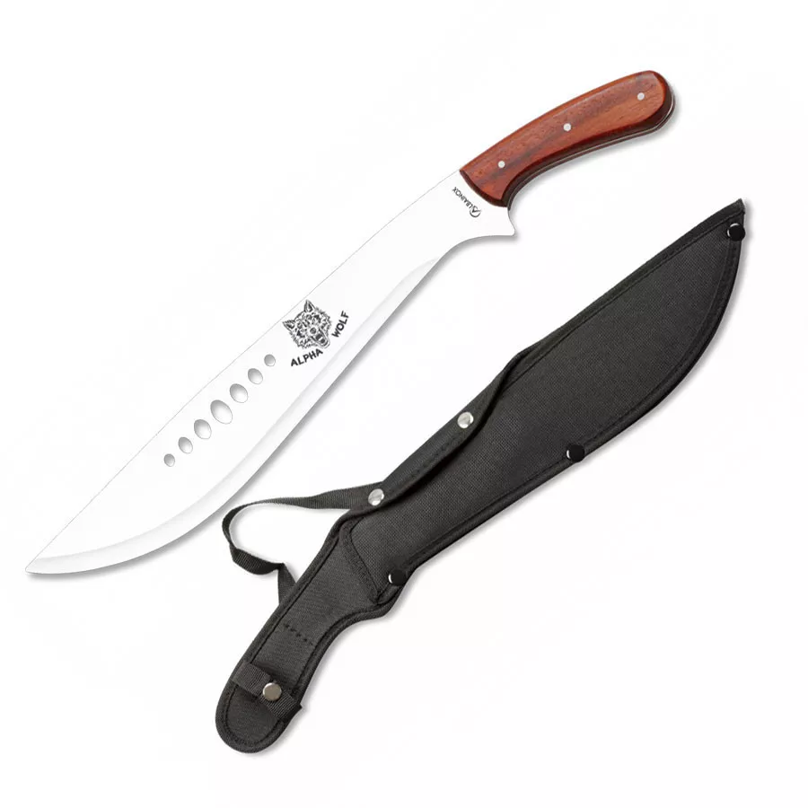 Machete corta-cañas Alpha Wolf con hoja normal calada