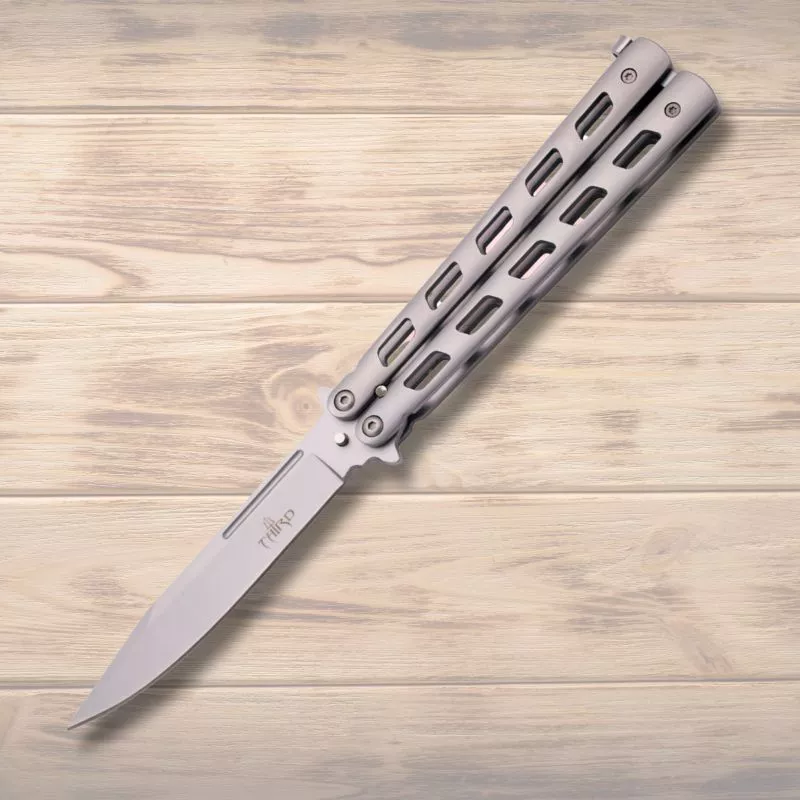 Navaja mariposa Third, hoja acero inox. satinado (12 cm.)