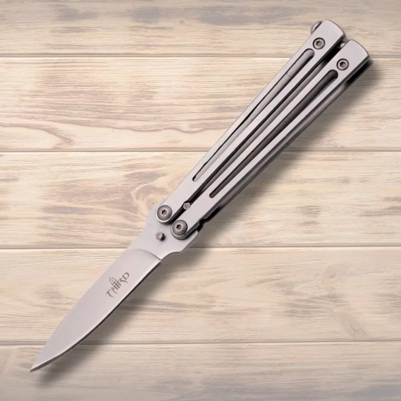 Navaja mariposa Third, hoja plateada 7,5 cm.