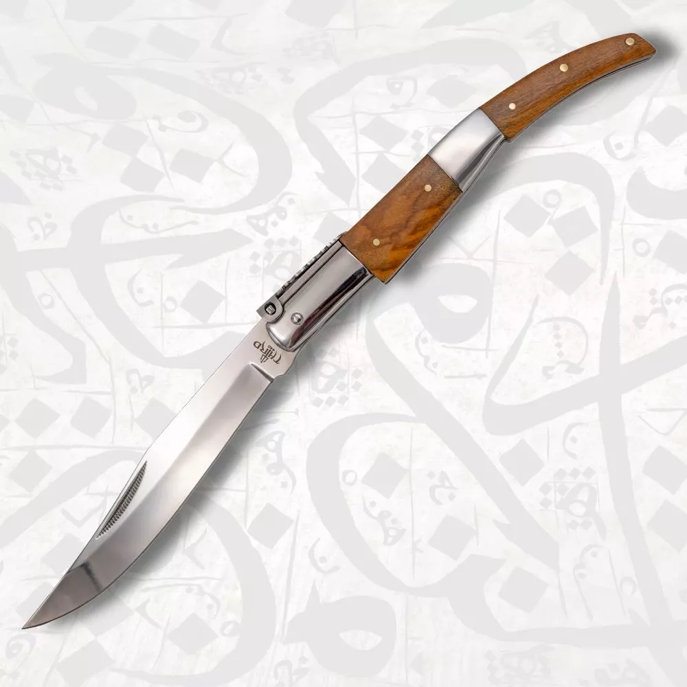 Navaja árabe de carraca serie Seda Ámbar, mango olivo