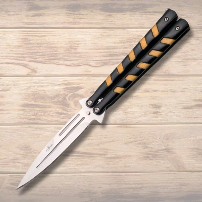 Navaja de abanico negro-dorado Third, hoja 12 cm.