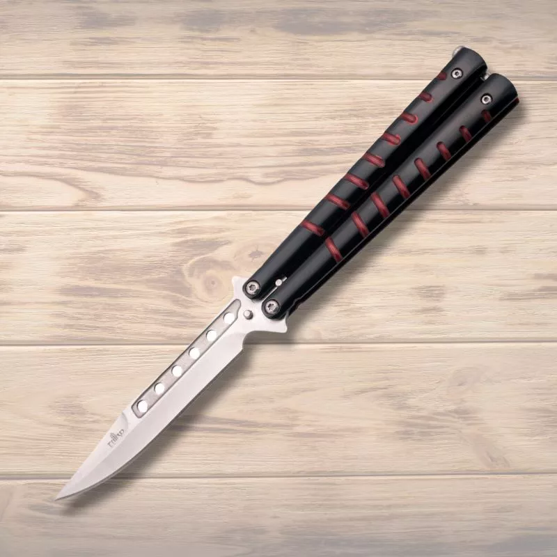 Navaja de abanico negro-rojo Third, hoja 11,5 cm.