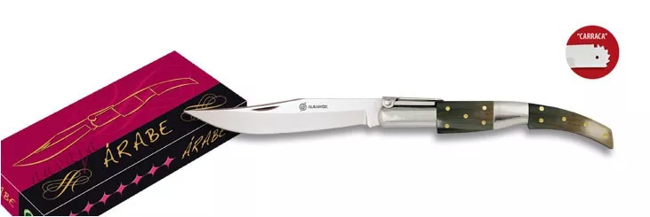 Navaja árabe de carraca, mango asta de toro (21,70 cm.)