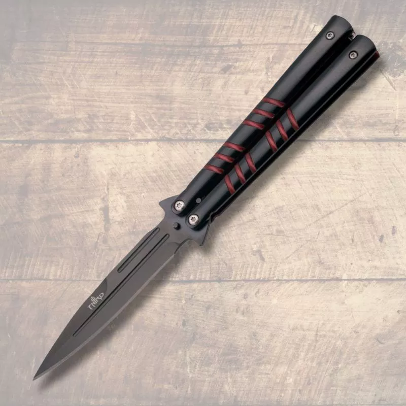 Navaja de abanico negro-rojo Third, hoja 12 cm.