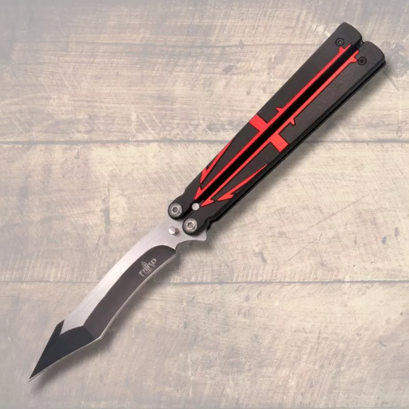 Navaja mariposa negro-rojo Third, hoja 12,6 cm.