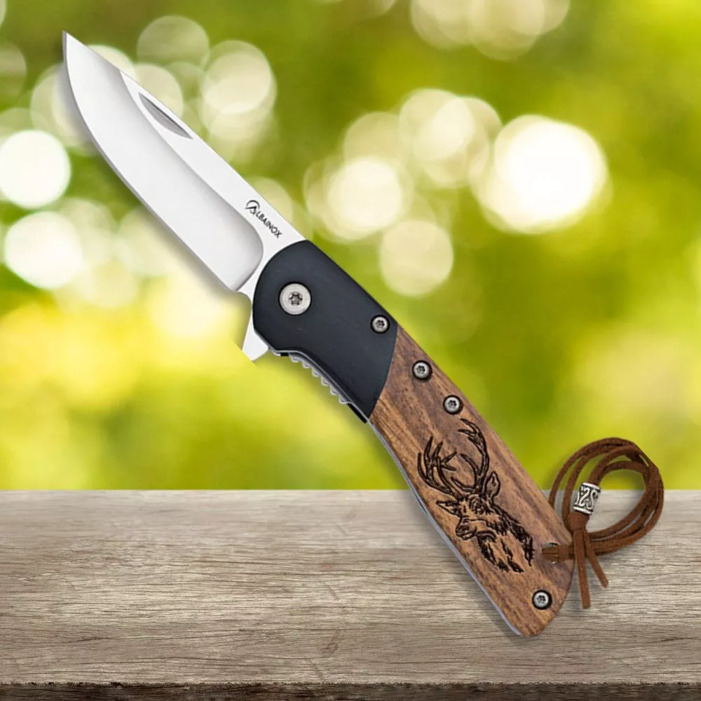 Navaja Ciervo Albainox, madera zebra negra (16,20 cm.)
