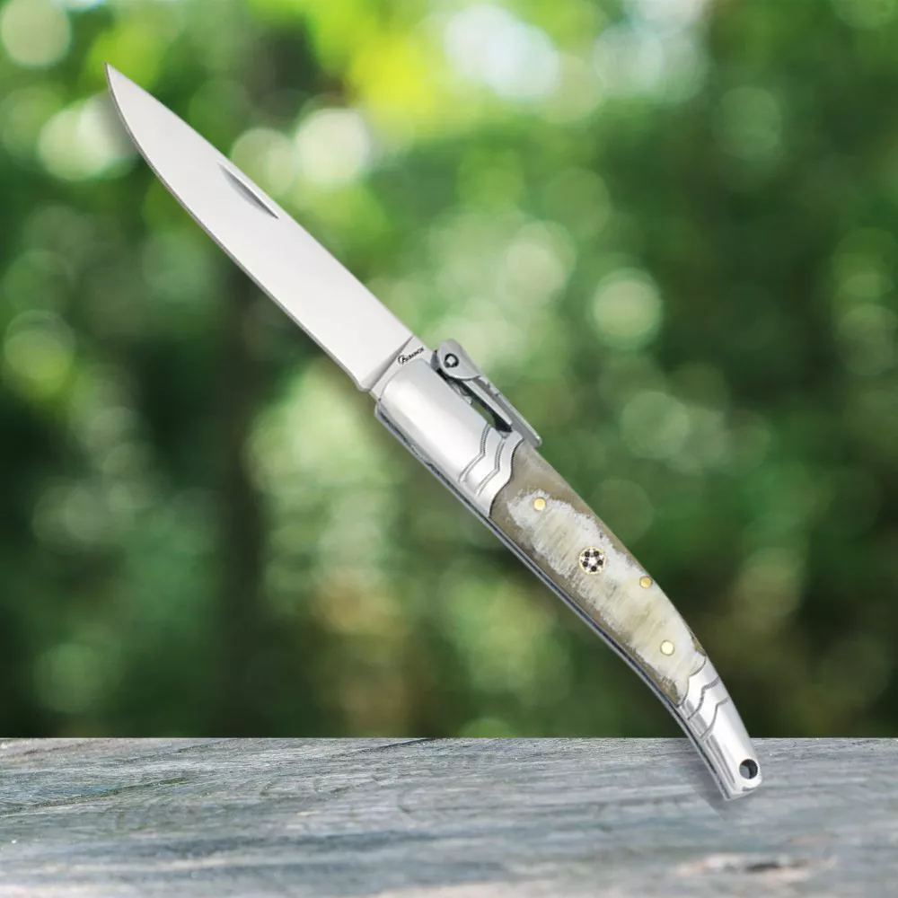 Navaja Palanquilla asta cuerno decorada (18,20 cm.)