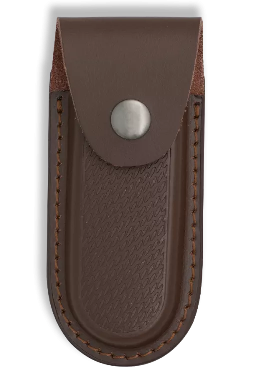 Funda rígida en piel marrón para navajas (12x6 cm.)