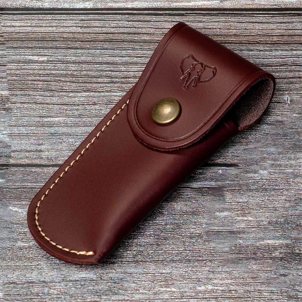 Funda Cudeman en cuero marrón para navajas (10 cm.)