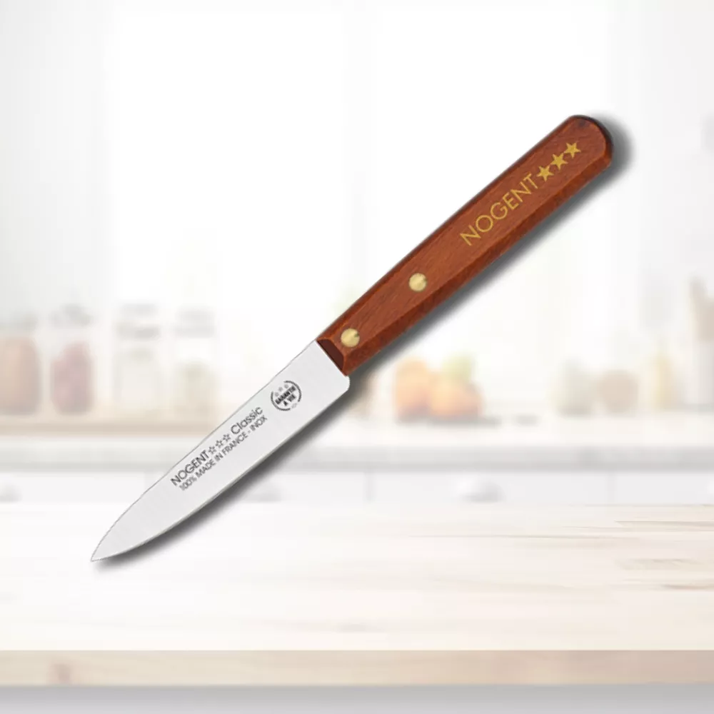 Cuchillo de cocina Patatero marca NOGENT, mango madera cerezo