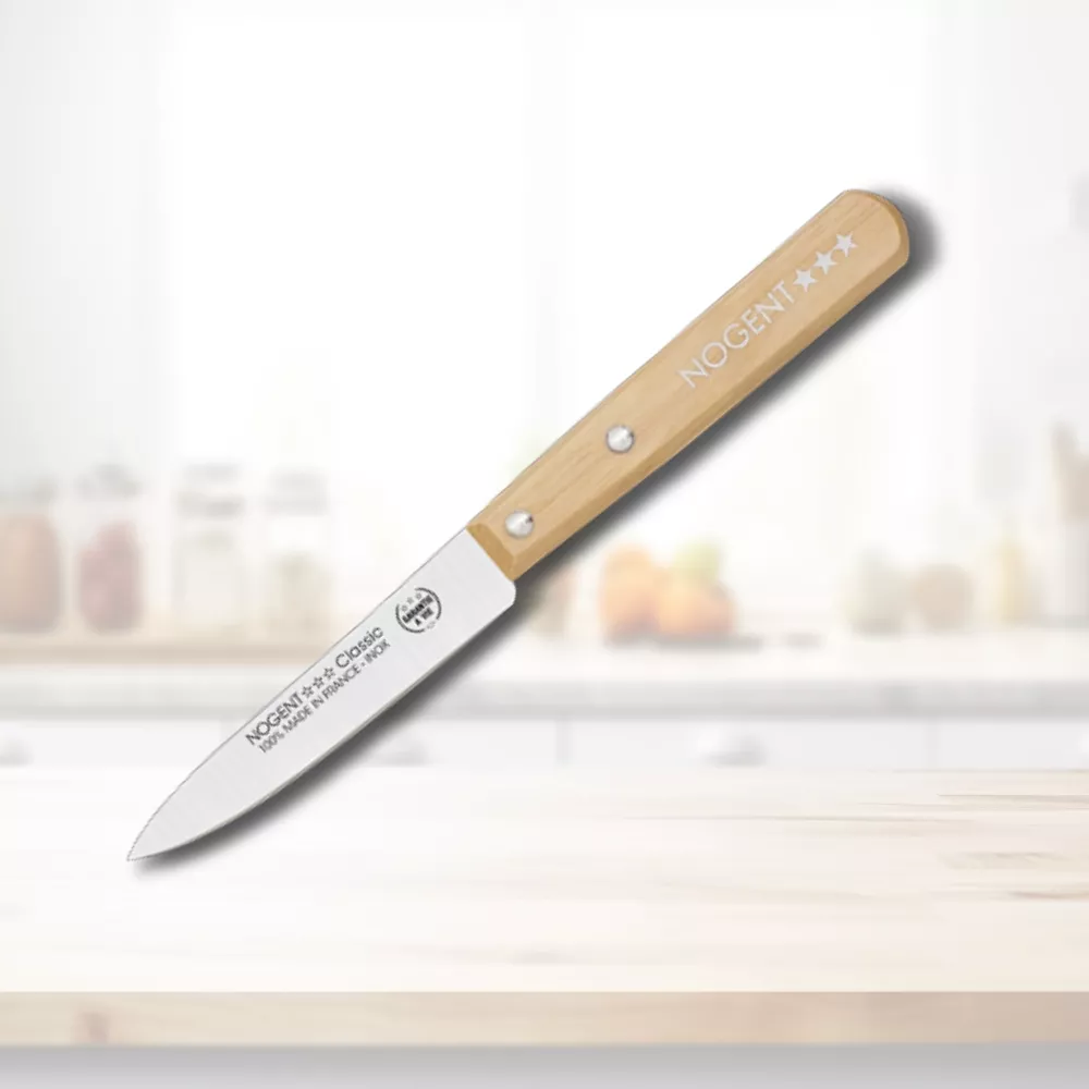Cuchillo de cocina Patatero marca NOGENT, mango madera Haya