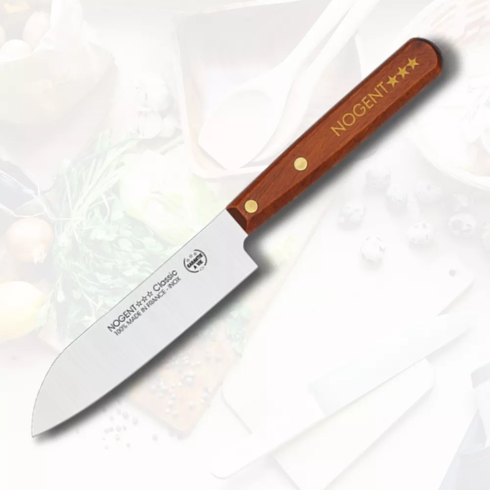 Cuchillo de cocina Santoku marca NOGENT, mango madera cerezo