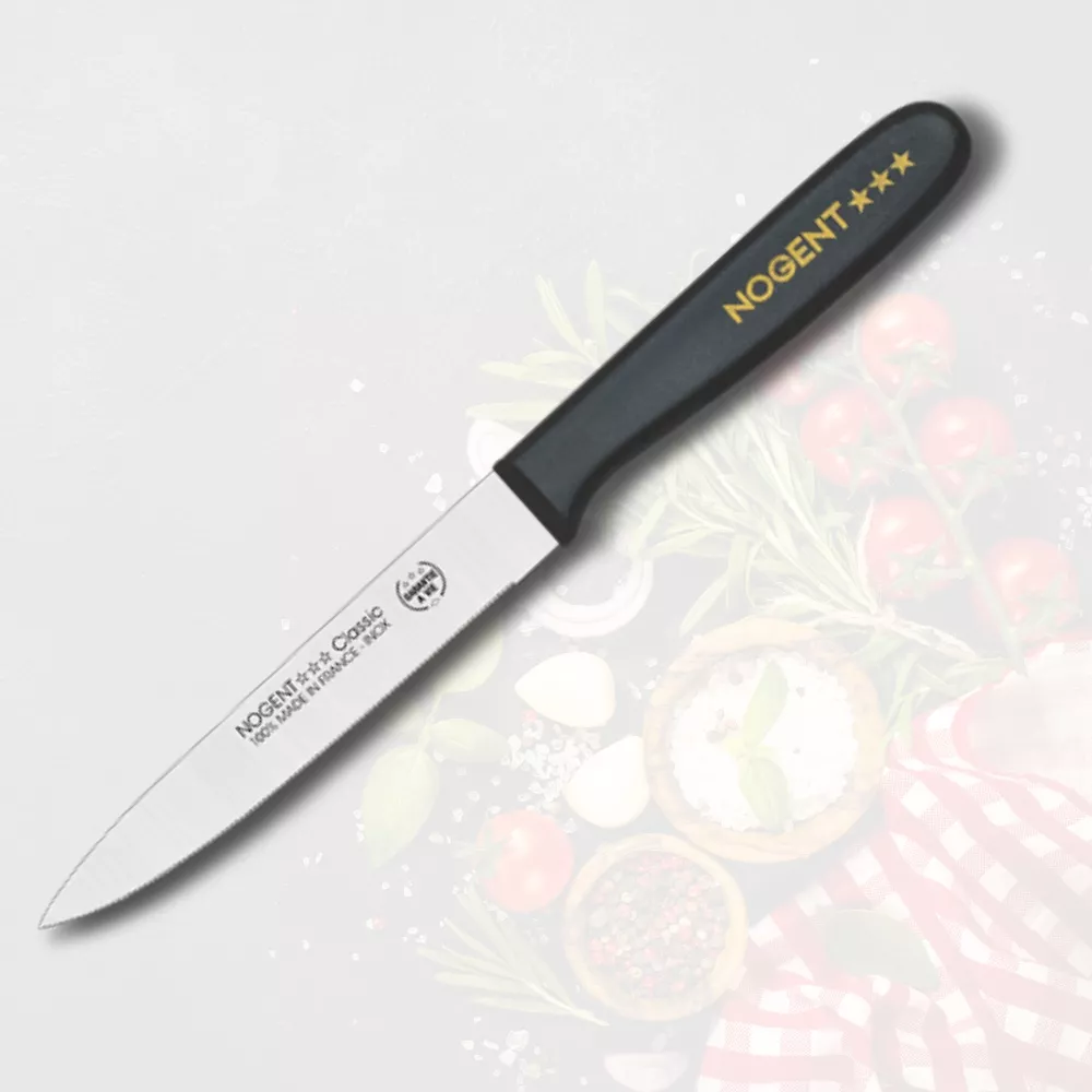Cuchillo tomatero marca NOGENT, mango ABS negro