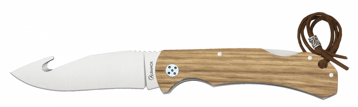 Navaja de caza con skinner, madera zebra (19,8 cm.)