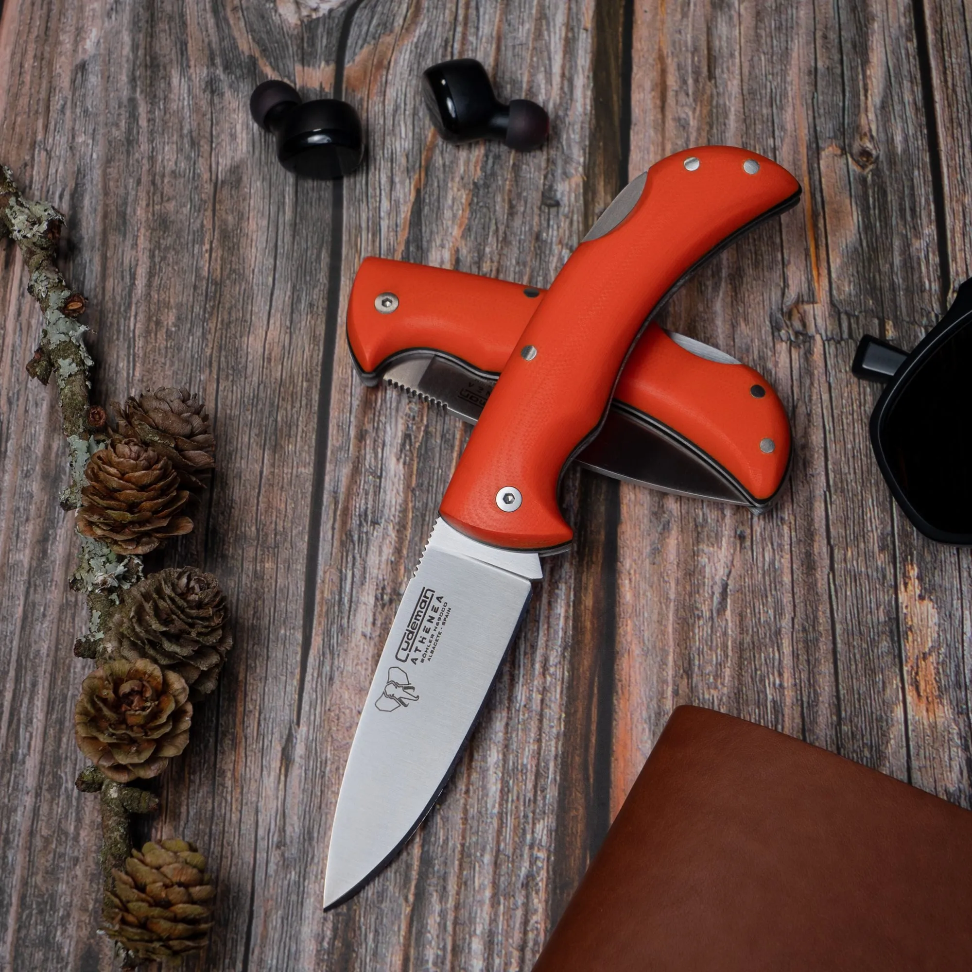 Navaja de caza Athenea, mango G10 naranja
